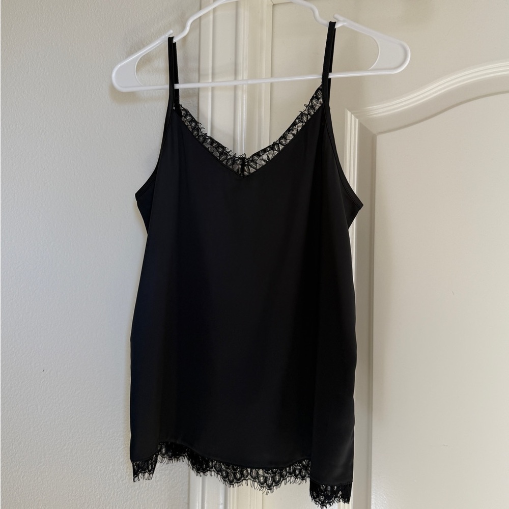 Elegant Black Lace Trim Cami Top